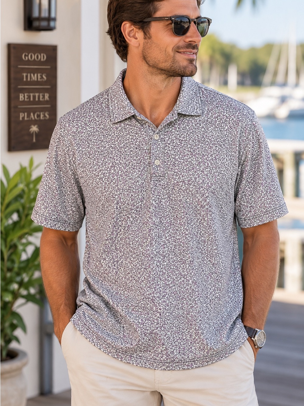 Saks Fifth Avenue Modern Men’s Large Abstract Print Cotton Polo Shirt